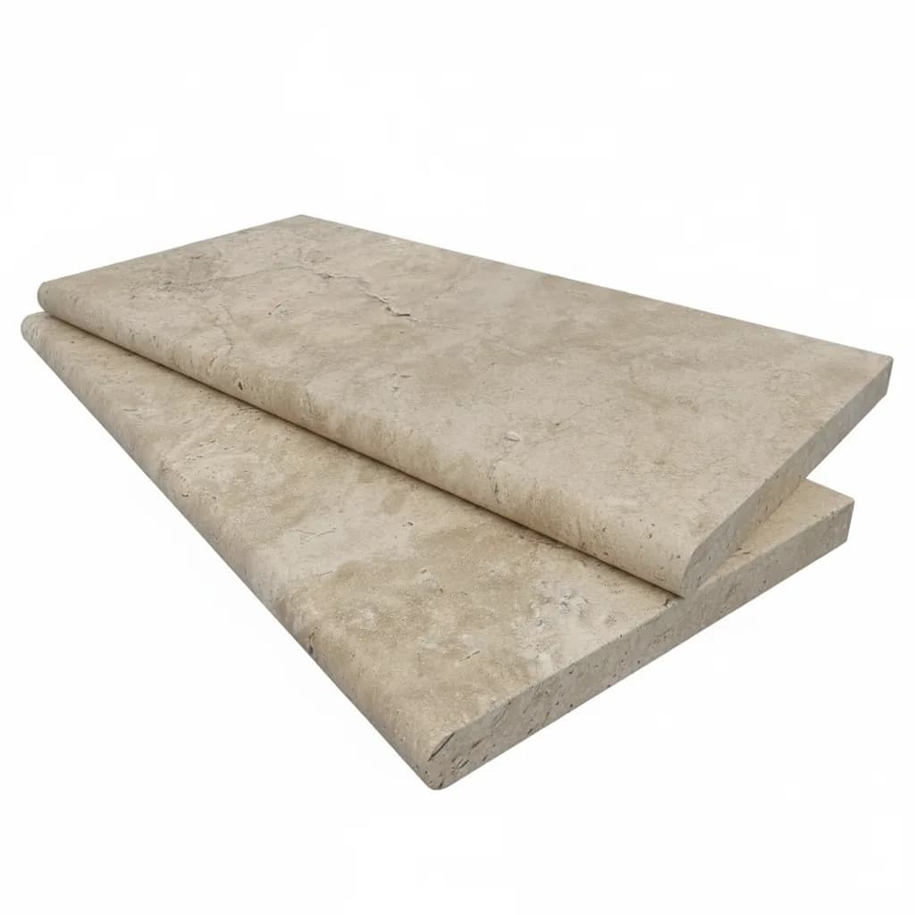 Antique Light Travertine Honed 12x24 3cm Single Bullnose Coping