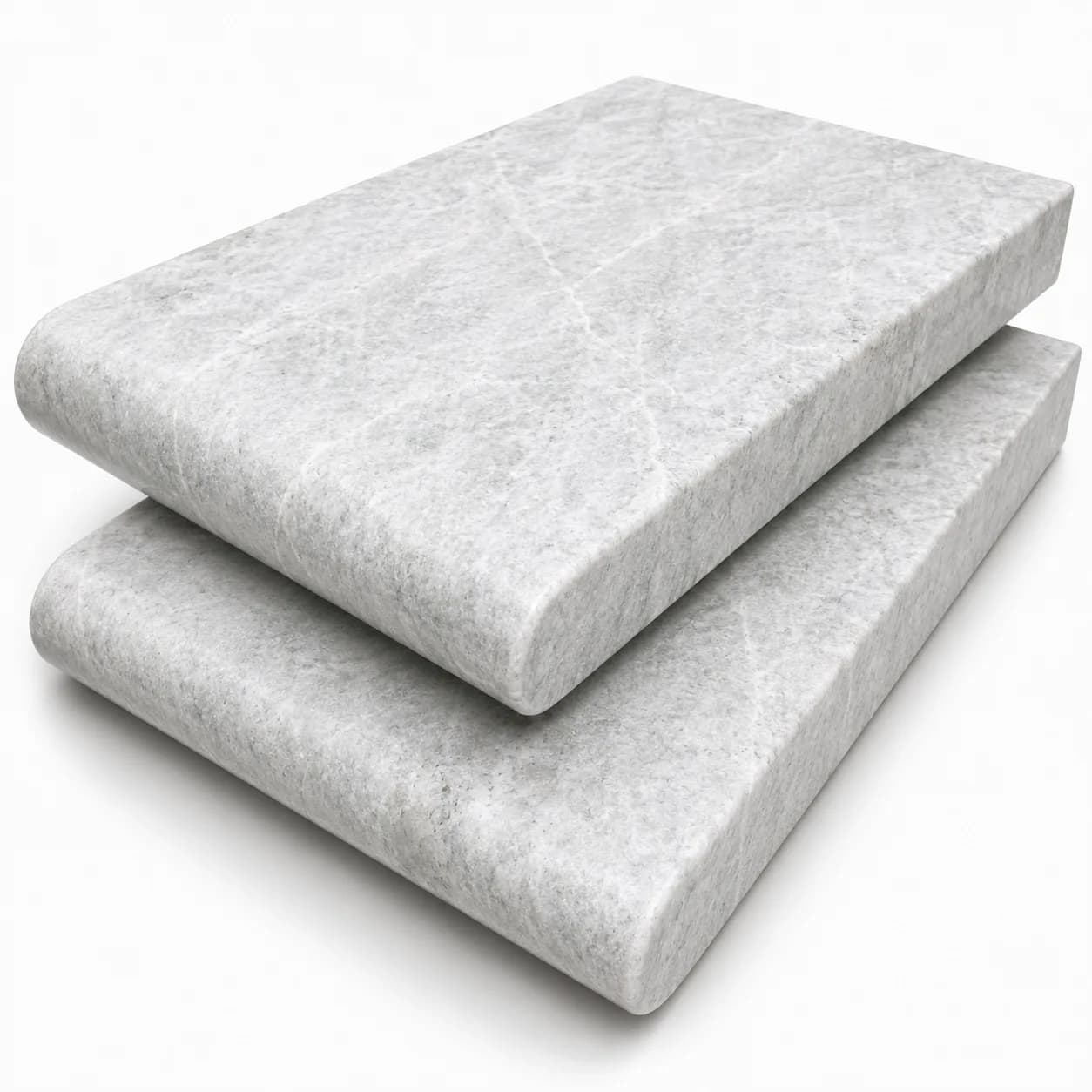 Aqua Grey Marble Brushed 6x12 3cm Single Bullnose Coping