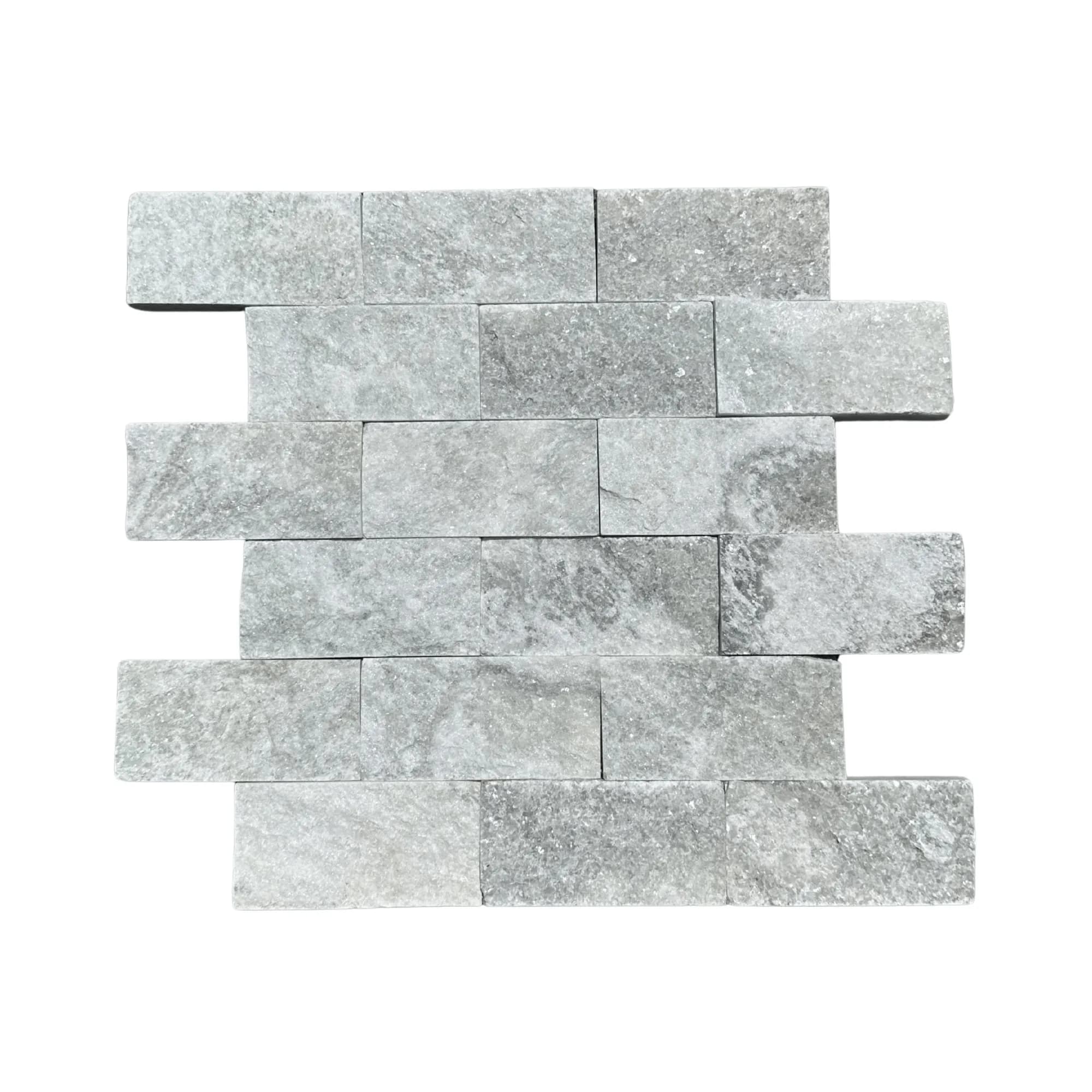 Aqua Grey Marble Split Face Ledger Panel - 2x4 Sheet
