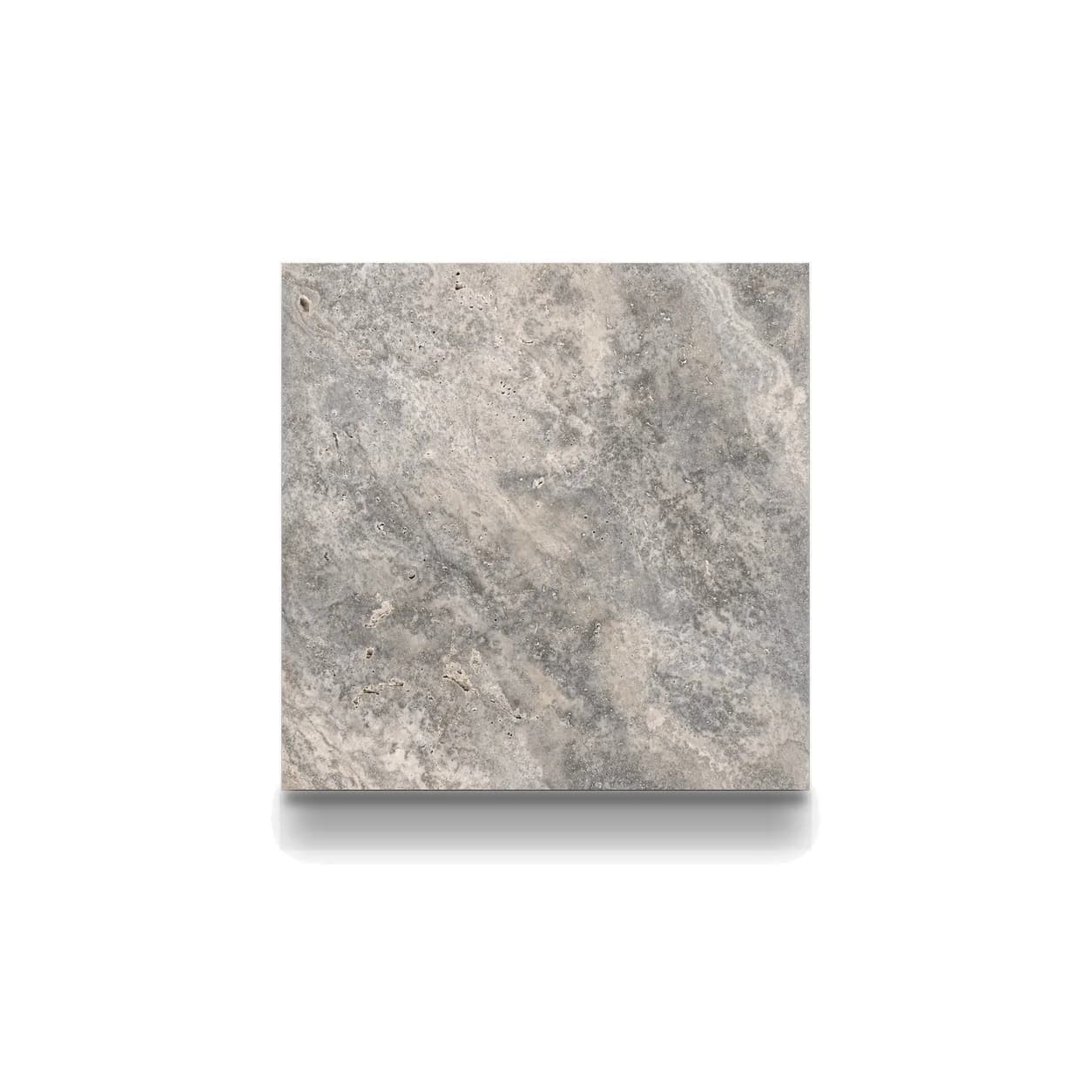 Silver Premium Travertine Honed 16x16 3cm Modern Tumbled Paver