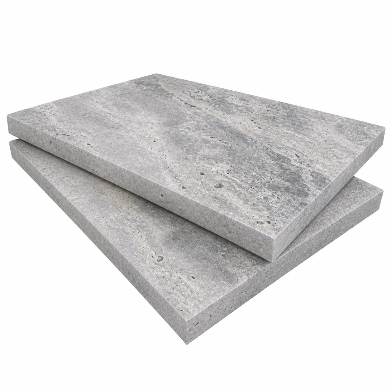 Silver Premium Travertine Honed 16x24 3cm Modern Tumbled Paver