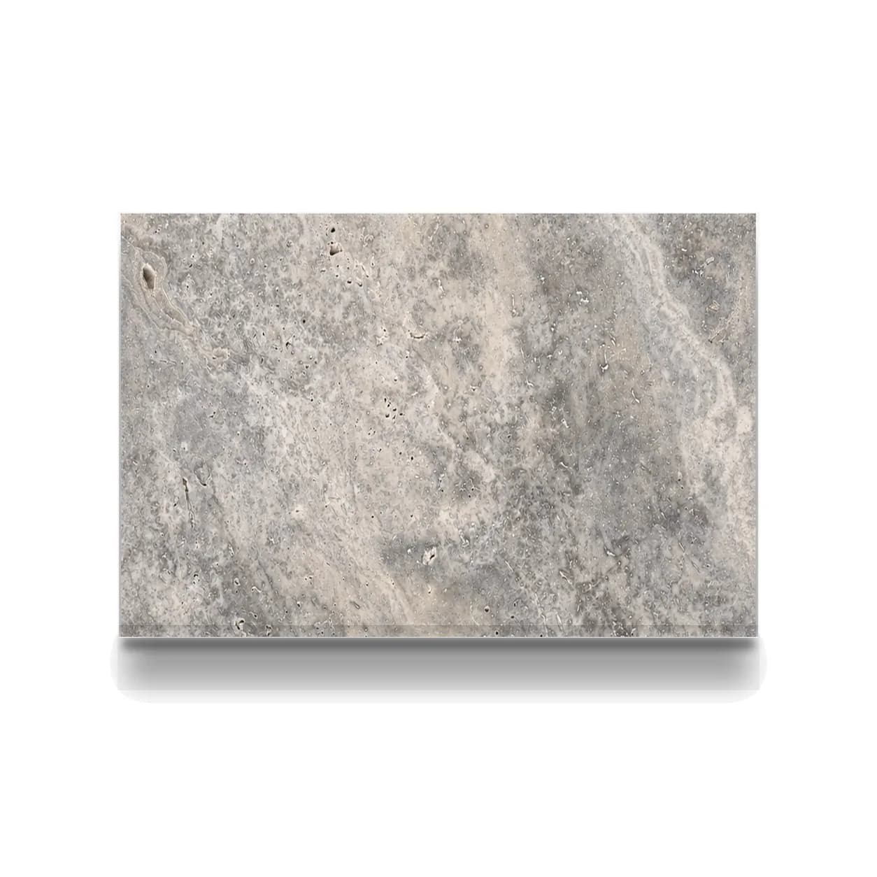 Silver Premium Travertine Honed 16x24 1.2cm Modern Tumbled Tile