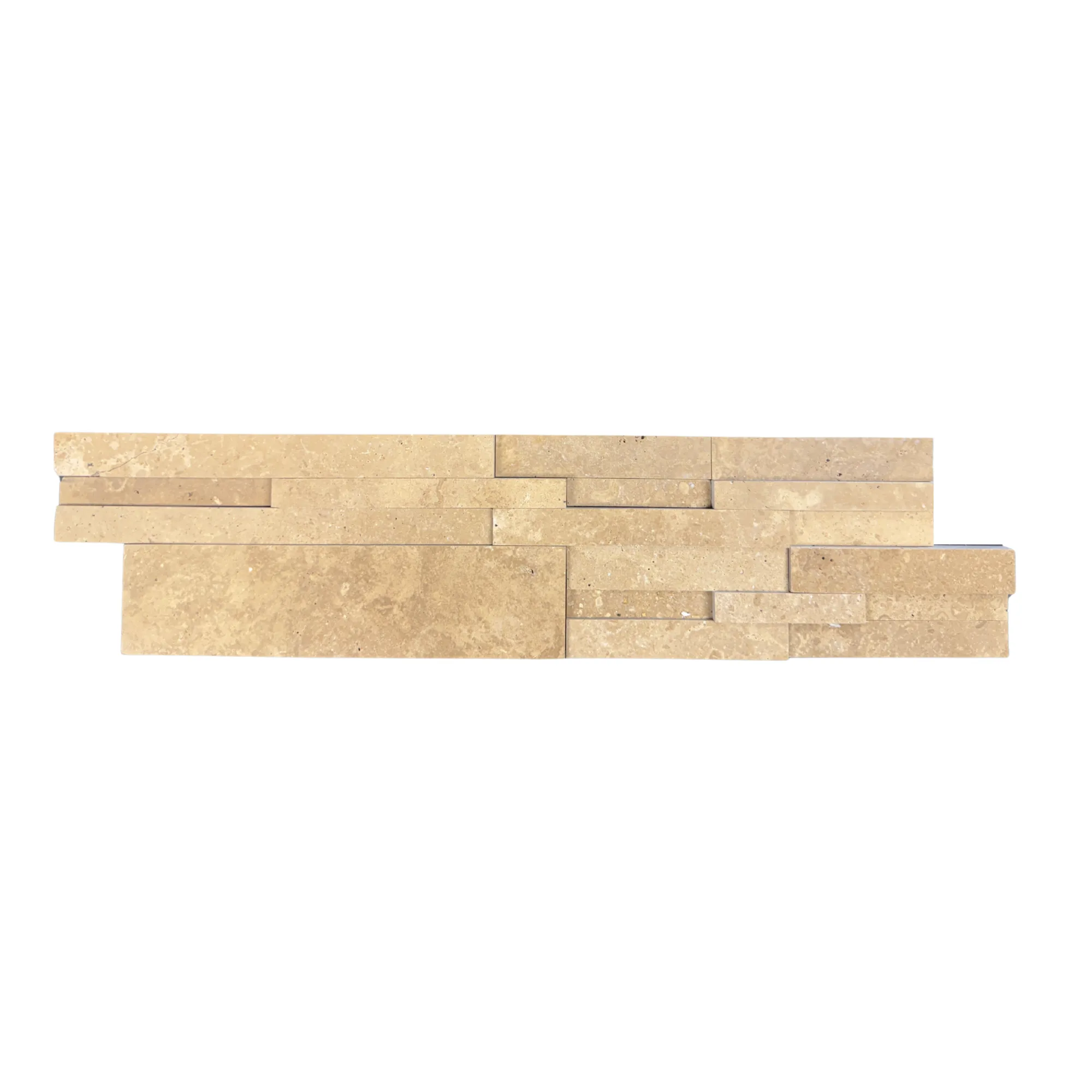 Dark Premium Travertine 3D Honed Ledger Panel - 6x24 Flat