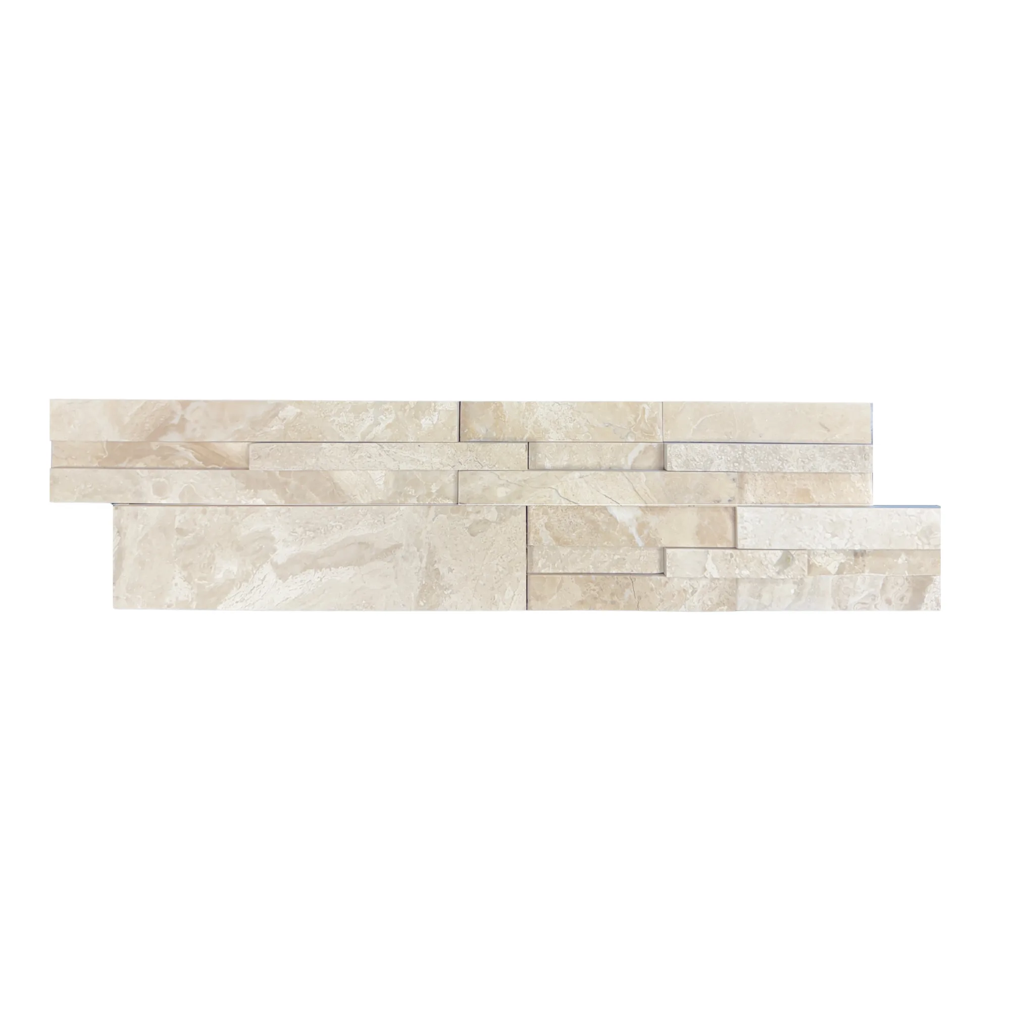 Royal Cream Marble 3D Honed Ledger Panel - 6x24 Flat