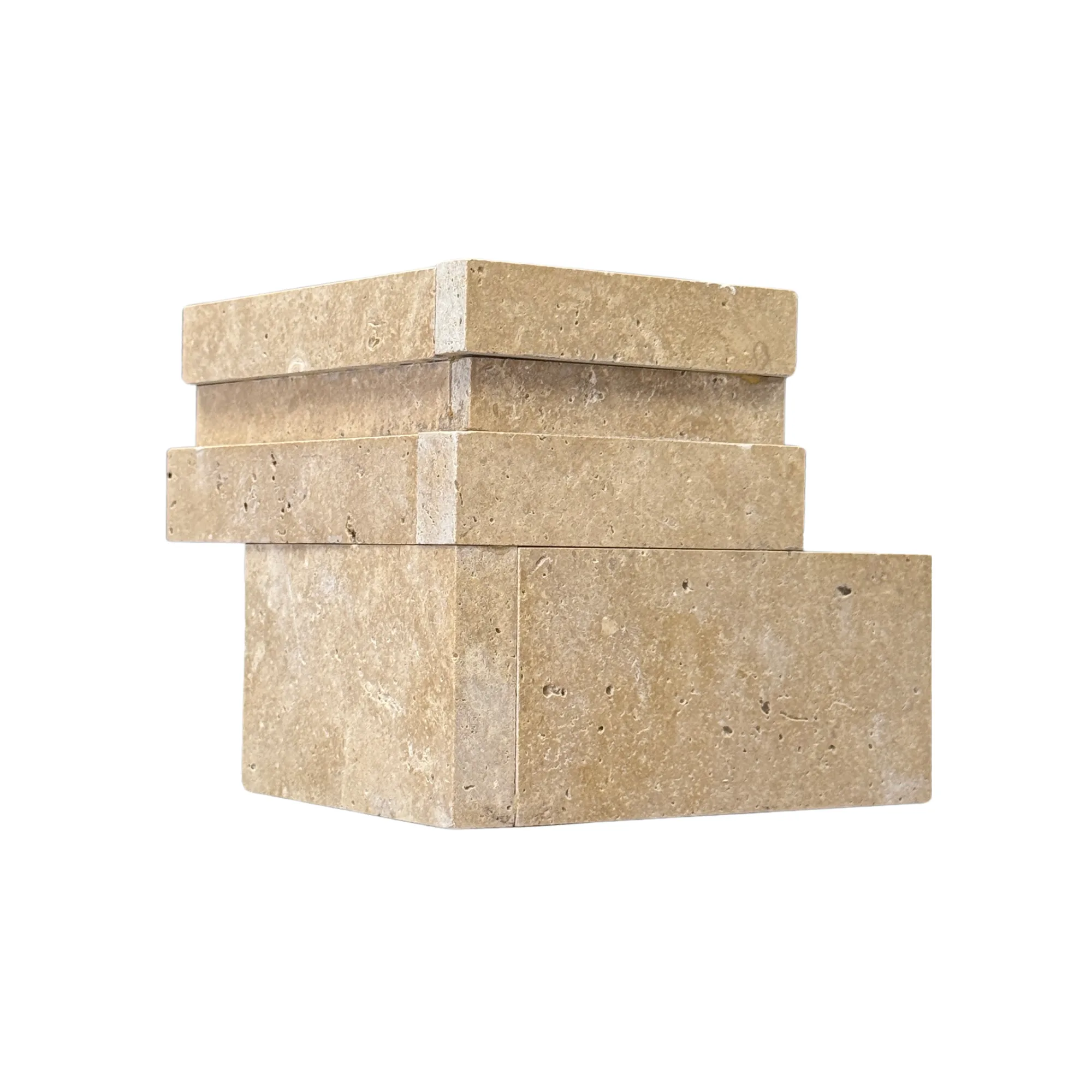 Dark Premium Travertine 3D Honed Ledger Panel - 6x6 Corner