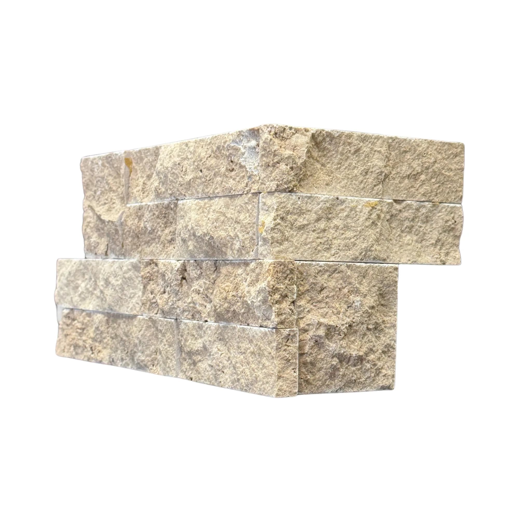 Dark Premium Travertine Split Face Ledger Panel - 6x20 Corner
