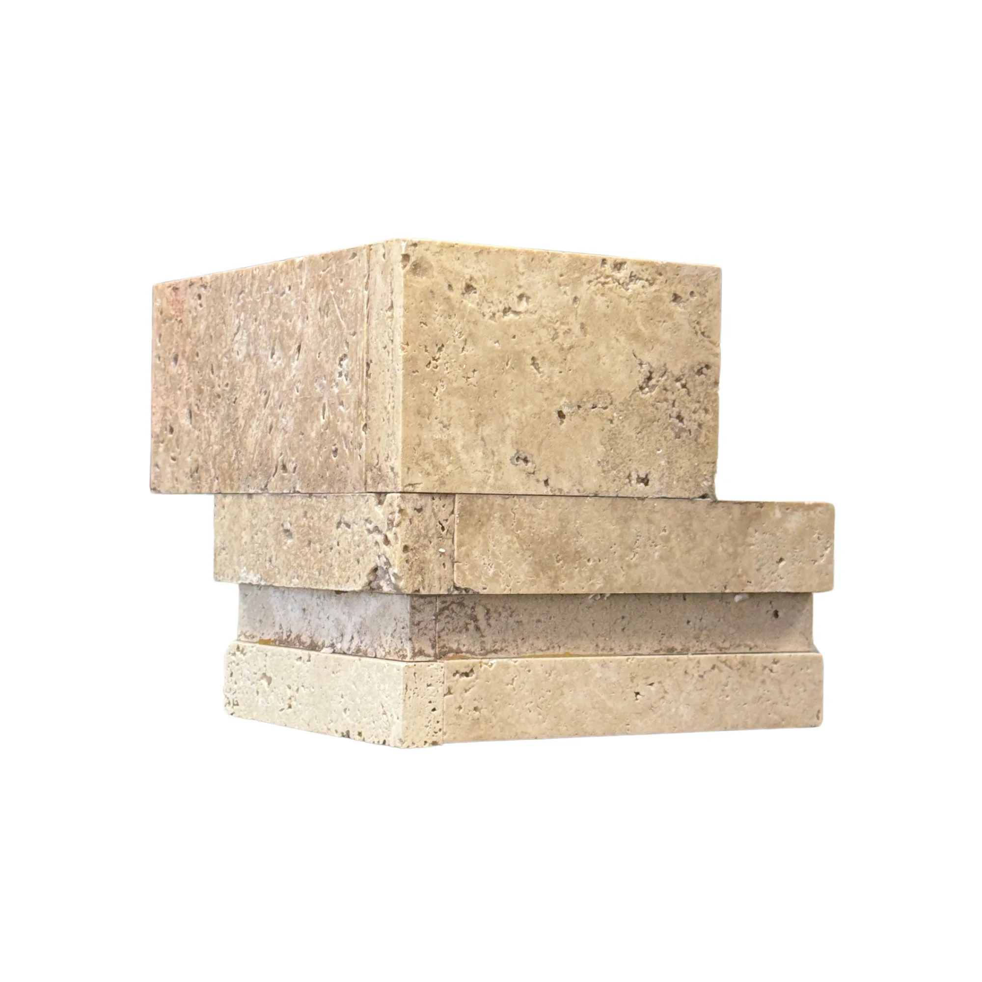 Light Premium Travertine 3D Honed Ledger Panel - 6x6 Corner