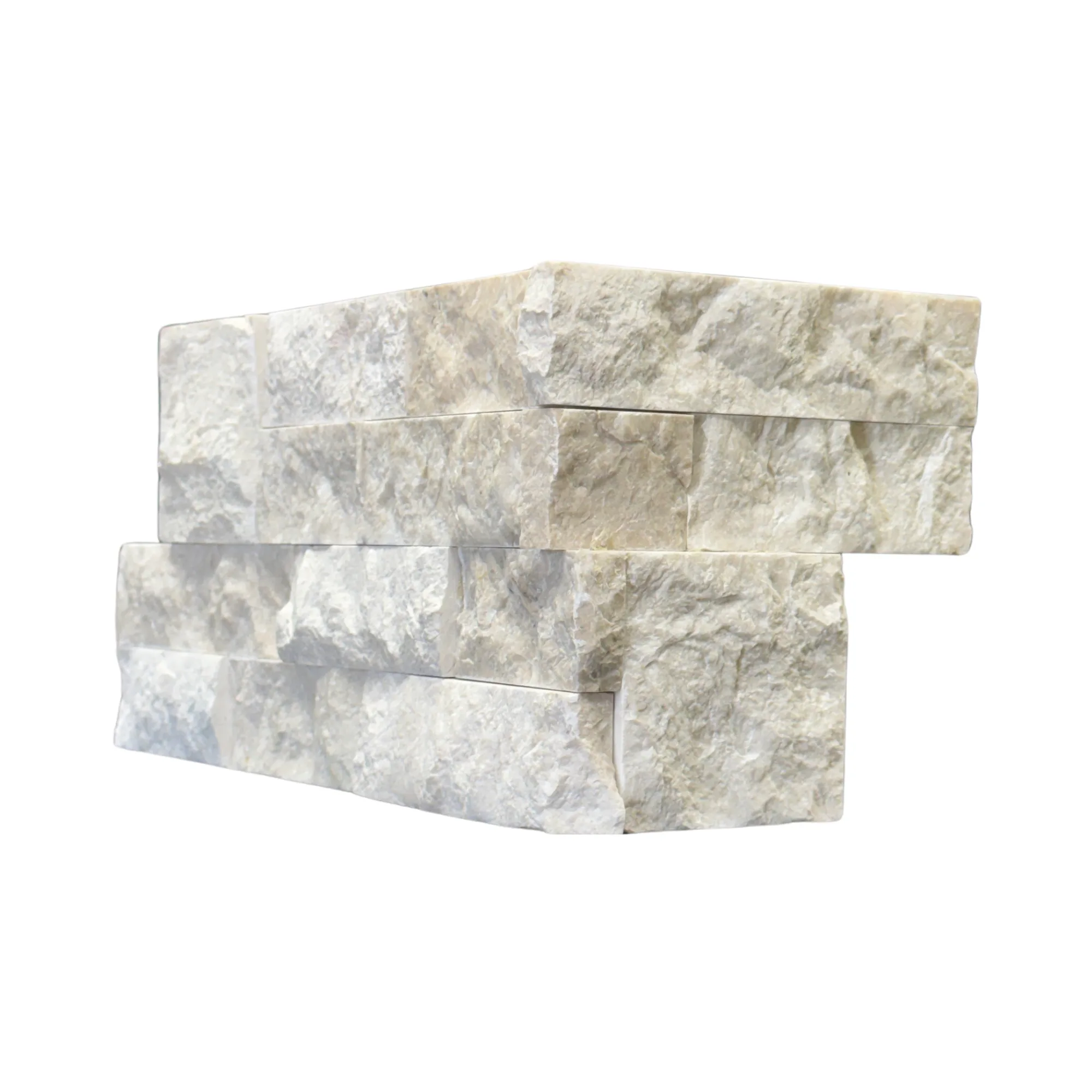 Royal Cream Marble Split Face Ledger Panel - 6x20 Corner