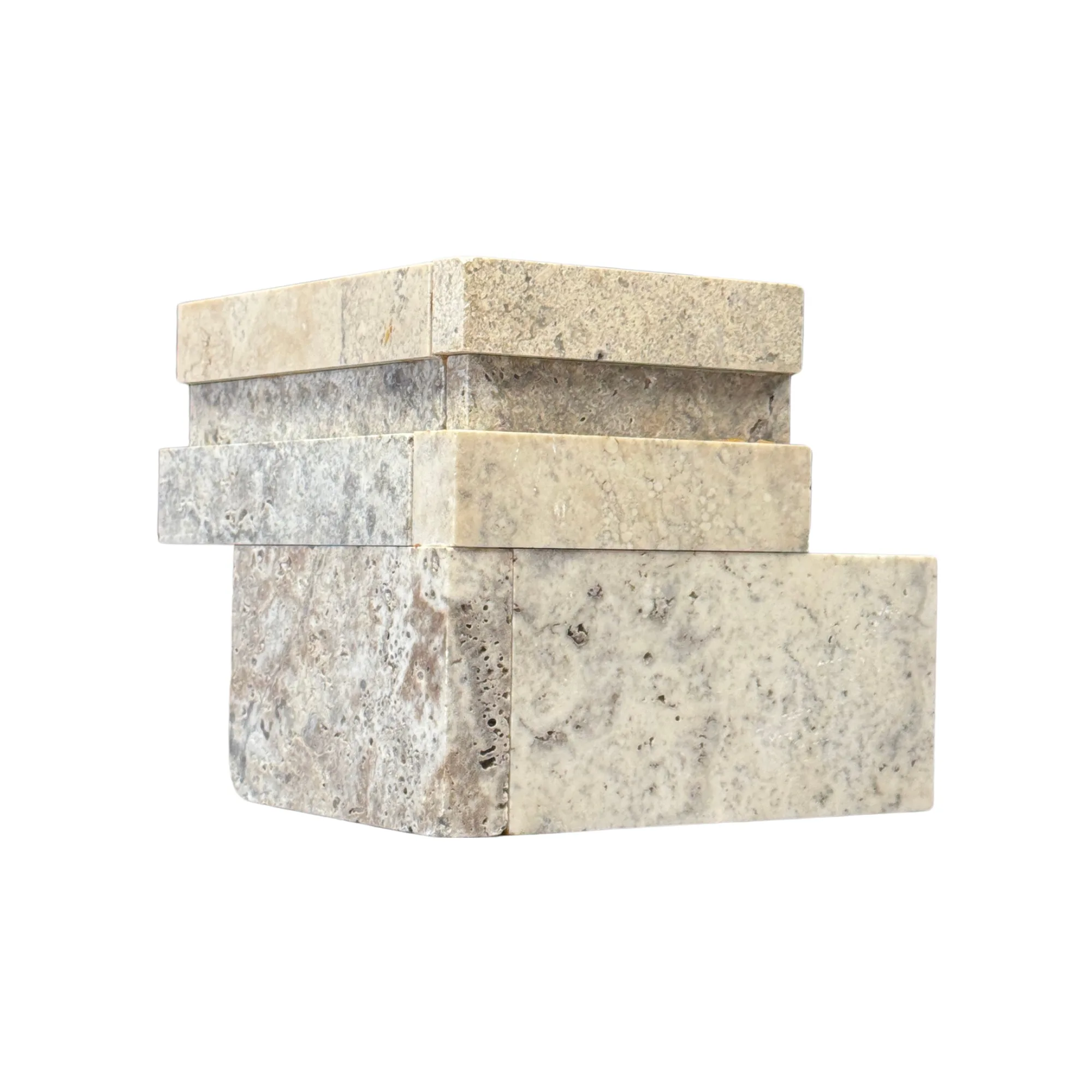 Silver Premium Travertine 3D Honed Ledger Panel - 6x6 Corner