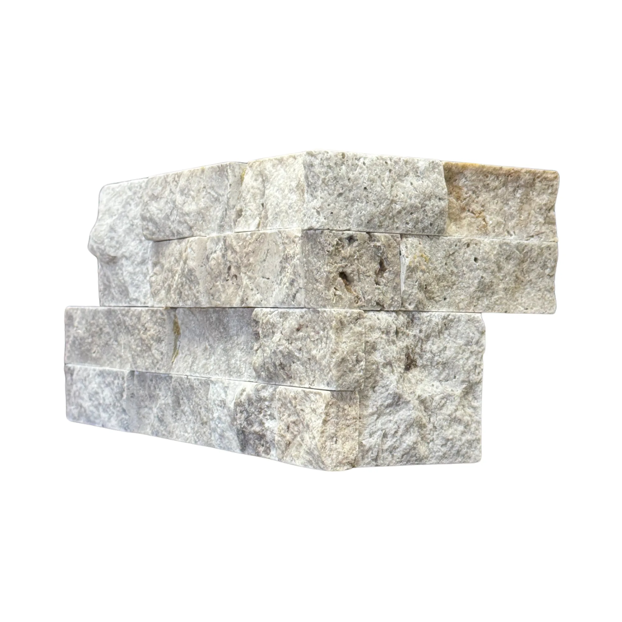 Silver Premium Travertine Split Face Ledger Panel - 6x20 Corner